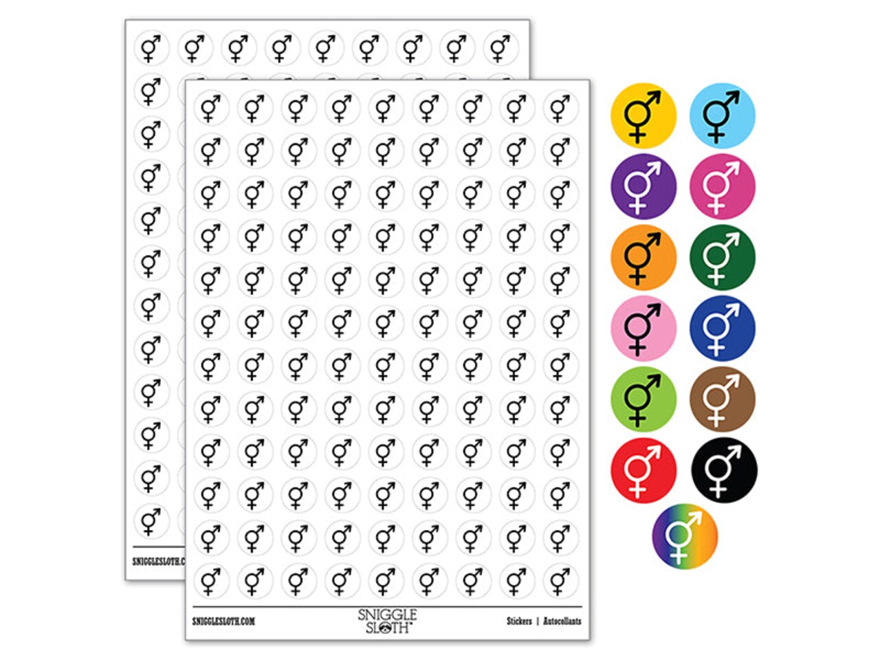 Male and Female Sign Intersex Androgynous Hermaphrodite Gender Symbol 200+ 0.50" Round Stickers